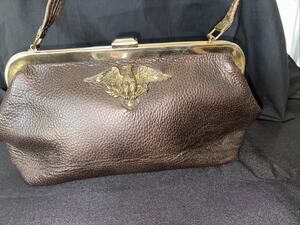 Vintage Colonial Eagle Leather Clutch Bag